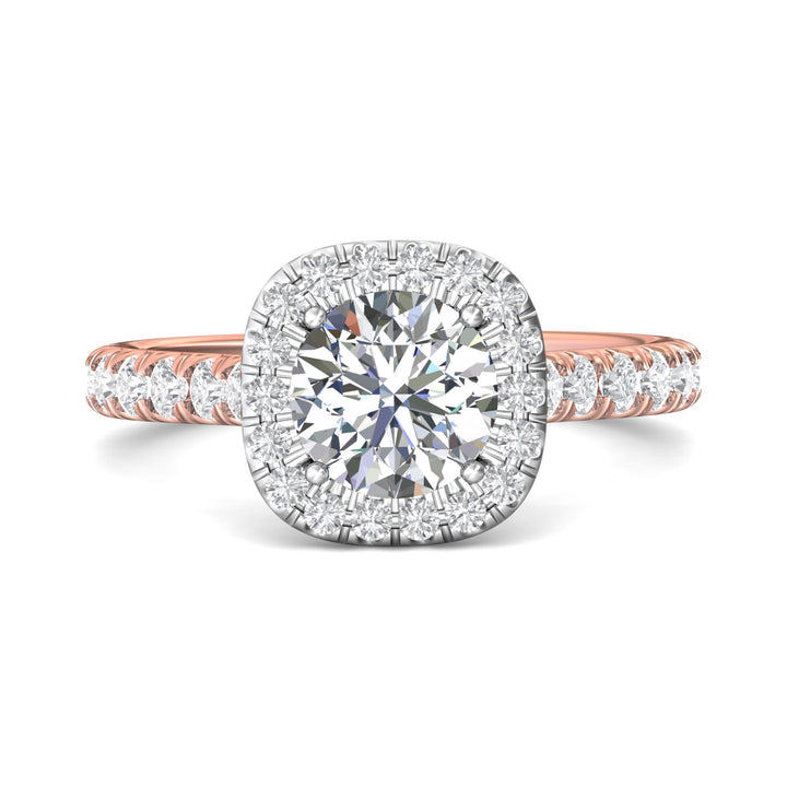 14K Gold Pink/White Micropave Halo Engagement Ring from the Micropave Halo collection - DERMH7S_14KPW_CuHRd_7.0_Prm_H-I_SI1