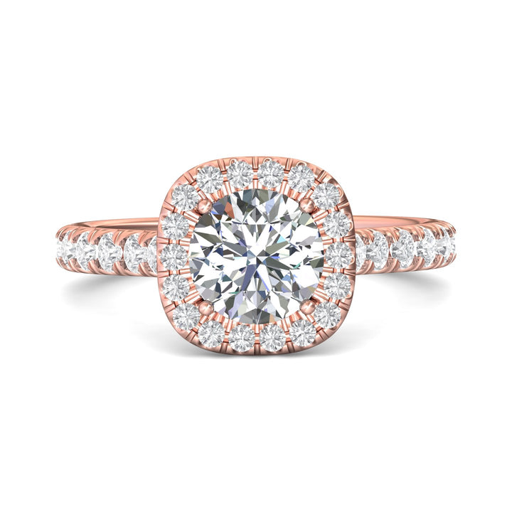18K Gold Pink Micropave Halo Engagement Ring from the Micropave Halo collection - DERMH7S_18KP_CuHRd_7.0_Prm_H-I_SI1