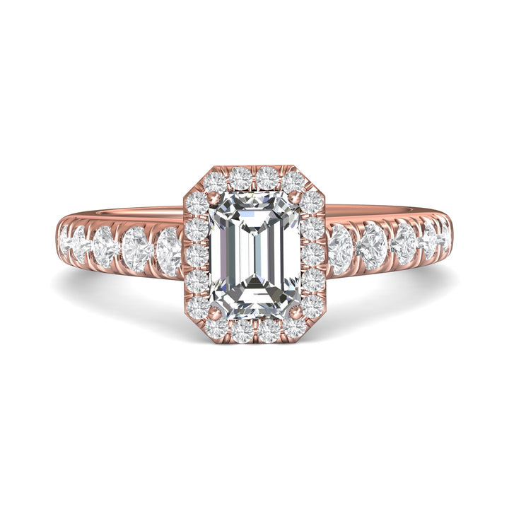 14K Gold Pink Micropave Halo Engagement Ring from the Micropave Halo collection - DERMH7SR_14KP_EmH_7X5_Prm_H-I_SI1