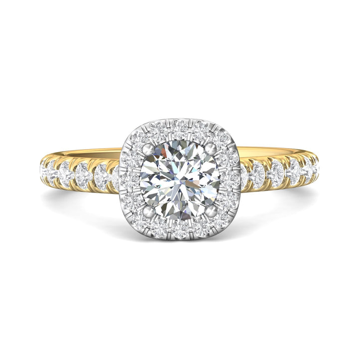 14K Gold Yellow/White Micropave Halo Engagement Ring from the Micropave Halo collection - DERMH7SR_14KYW_RdH_6.0_Prm_H-I_SI1