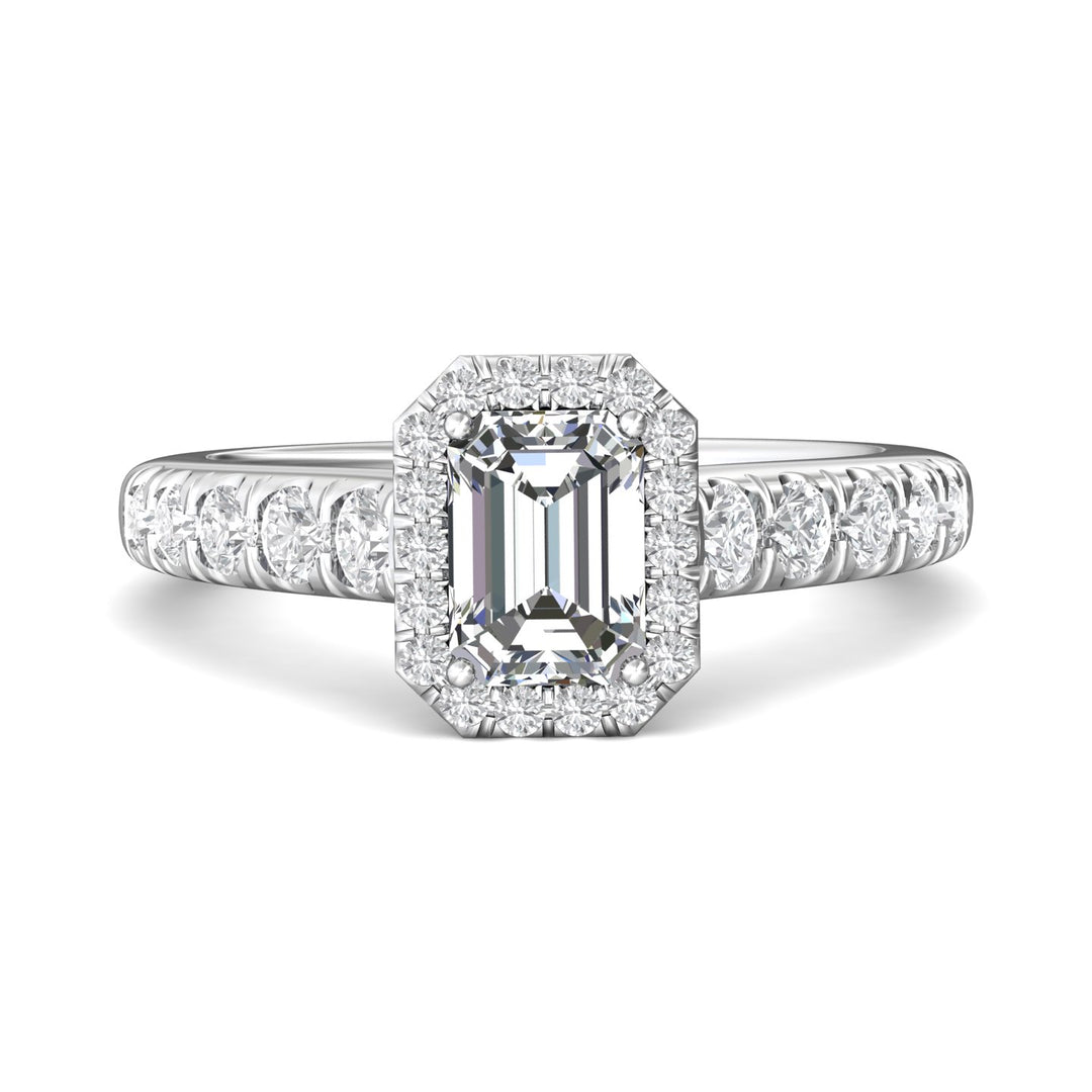 18K Gold White Micropave Halo Engagement Ring from the Micropave Halo collection - DERMH7SR_18KW_EmH_7X5_Prm_H-I_SI1