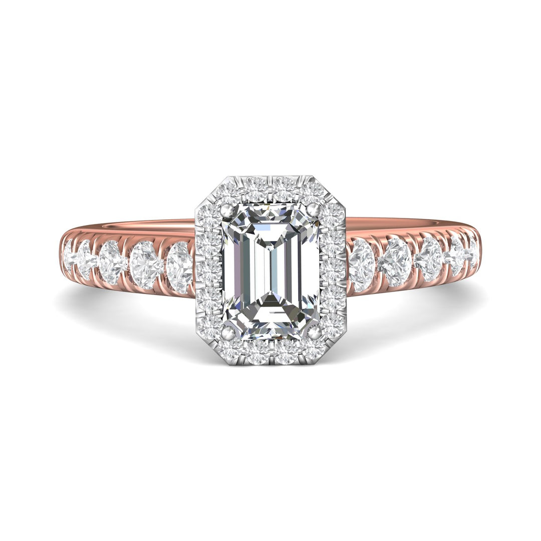 18K Gold White/Pink Micropave Halo Engagement Ring from the Micropave Halo collection - DERMH7SR_18KWP_EmH_7X5_Prm_H-I_SI1