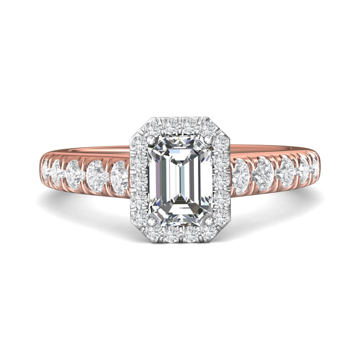 18K Gold White/Pink Micropave Halo Engagement Ring from the Micropave Halo collection - DERMH7SR_18KWP_EmH_7X5_Prm_H-I_SI1