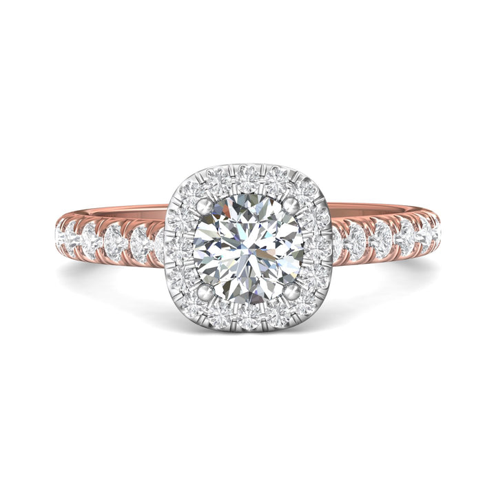 18K Gold White/Pink Micropave Halo Engagement Ring from the Micropave Halo collection - DERMH7SR_18KWP_RdH_6.0_Prm_H-I_SI1