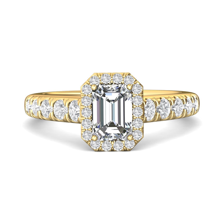 18K Gold Yellow Micropave Halo Engagement Ring from the Micropave Halo collection - DERMH7SR_18KY_EmH_7X5_Prm_H-I_SI1