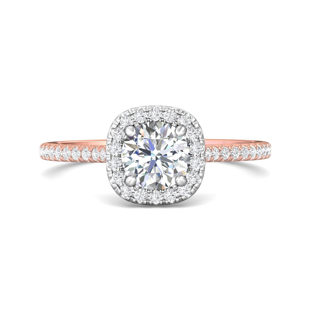 14K Gold Pink/White Micropave Halo Engagement Ring from the Micropave Halo collection - DERMH7XS_14KPW_CuHRd_6.0_Prm_H-I_SI1