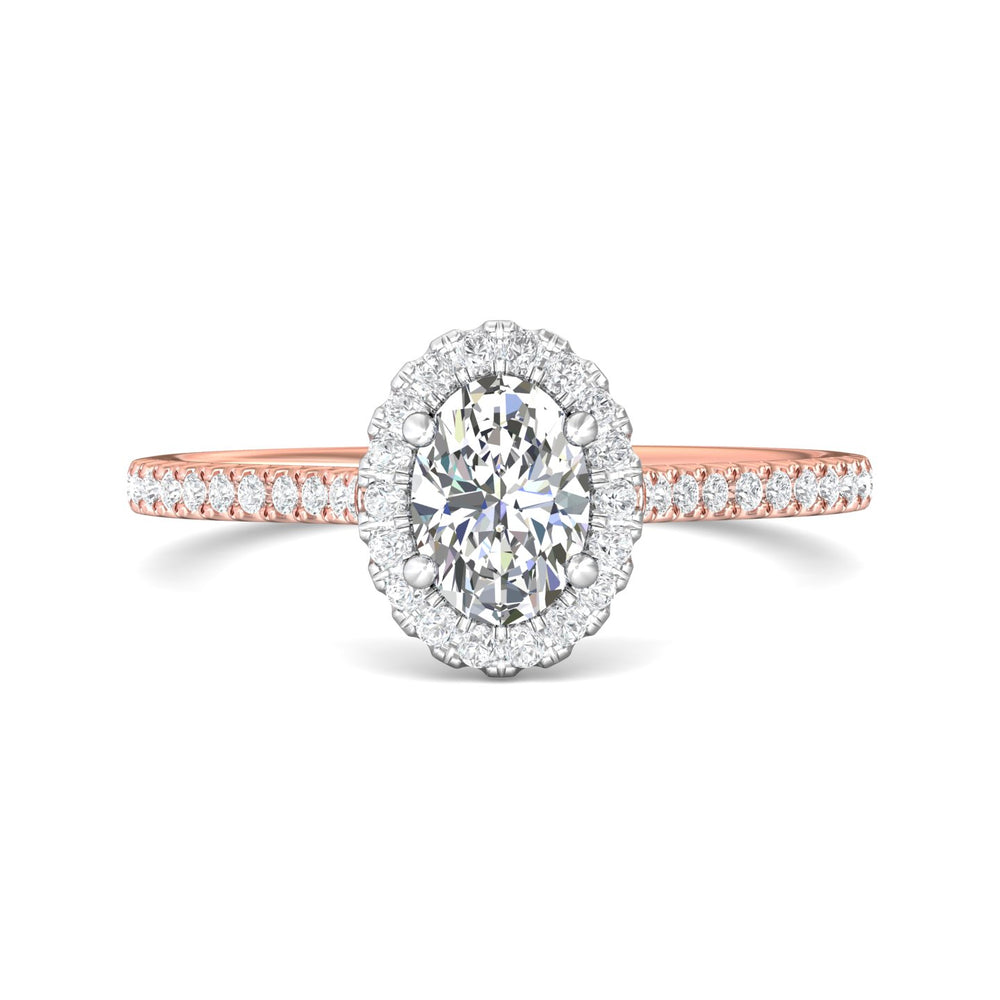 14K Gold Pink/White Micropave Halo Engagement Ring from the Micropave Halo collection - DERMH7XS_14KPW_OvH_7X5_Prm_H-I_SI1