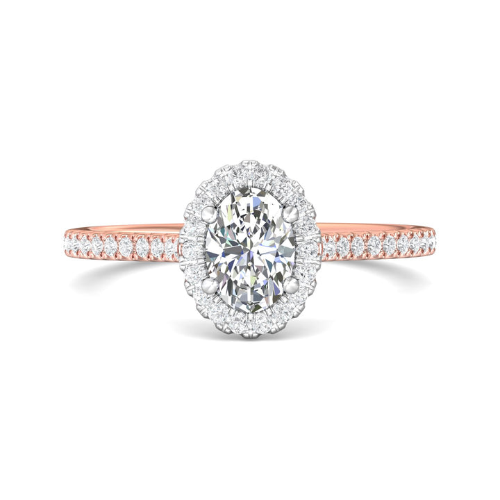 14K Gold Pink/White Micropave Halo Engagement Ring from the Micropave Halo collection - DERMH7XS_14KPW_OvH_7X5_Prm_H-I_SI1