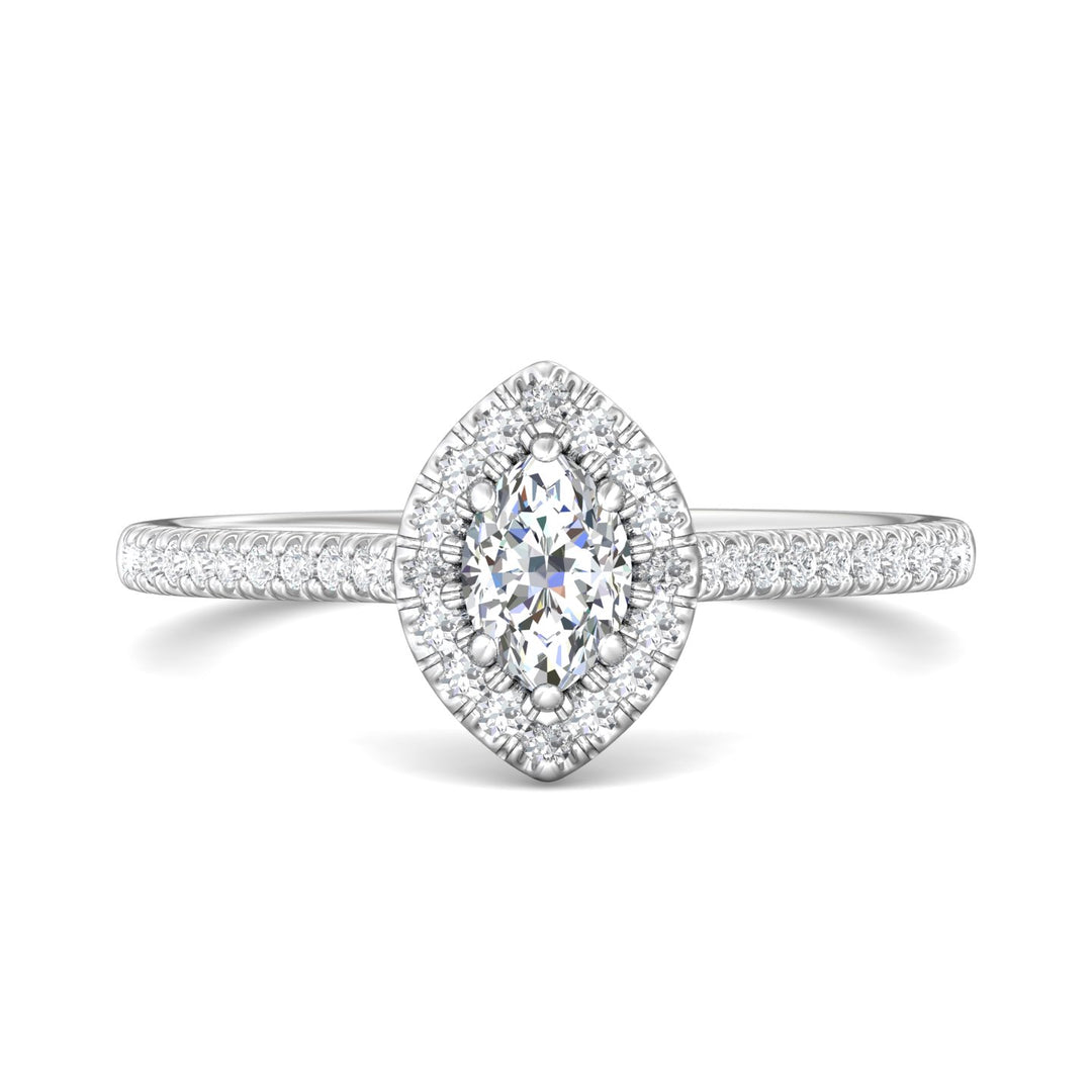 14K Gold White Micropave Halo Engagement Ring from the Micropave Halo collection - DERMH7XS_14KW_Mq_6X4_Prm_H-I_SI1