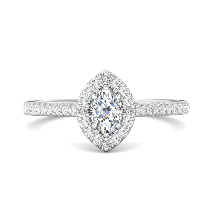 14K Gold White Micropave Halo Engagement Ring from the Micropave Halo collection - DERMH7XS_14KW_Mq_6X4_Prm_H-I_SI1