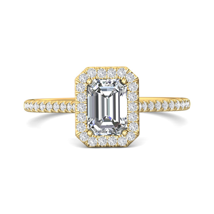 14K Gold Yellow Micropave Halo Engagement Ring from the Micropave Halo collection - DERMH7XS_14KY_EmH_7X5_Prm_H-I_SI1
