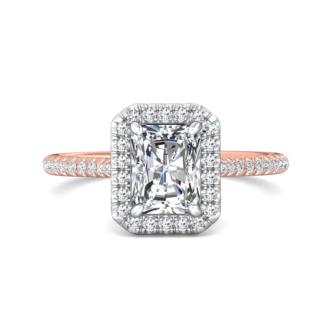 18K Gold White/Pink Micropave Halo Engagement Ring from the Micropave Halo collection - DERMH7XS_18KWP_RadH_7.5X5.7_Prm_H-I_SI1