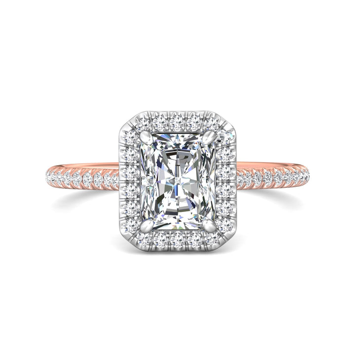 18K Gold White/Pink Micropave Halo Engagement Ring from the Micropave Halo collection - DERMH7XS_18KWP_RadH_7.5X5.7_Prm_H-I_SI1