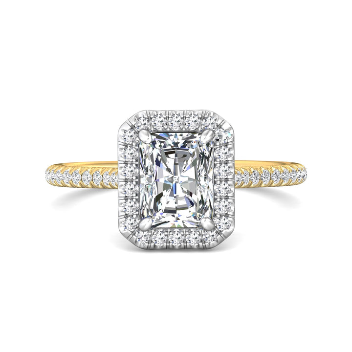 18K Gold White/Yellow Micropave Halo Engagement Ring from the Micropave Halo collection - DERMH7XS_18KWY_RadH_7.5X5.7_Prm_H-I_SI1