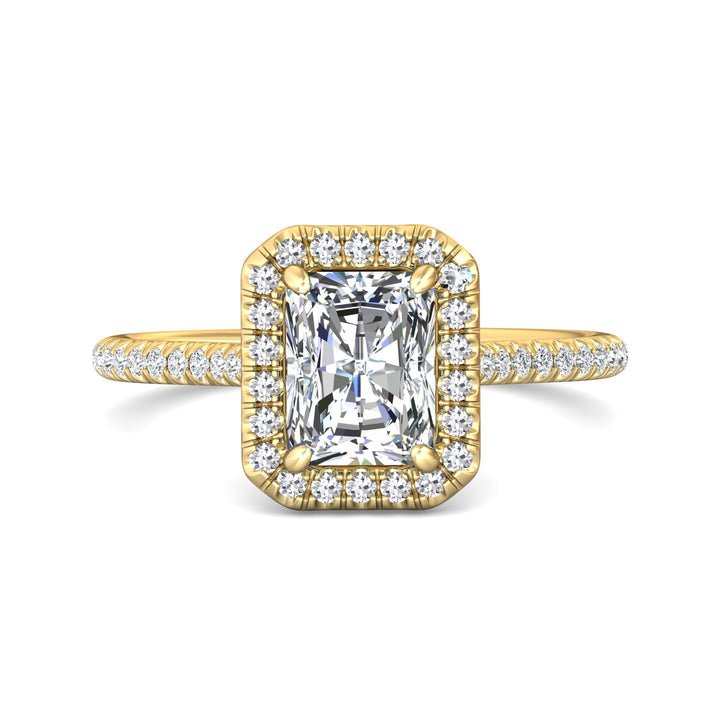 18K Gold Yellow Micropave Halo Engagement Ring from the Micropave Halo collection - DERMH7XS_18KY_RadH_7.5X5.7_Prm_H-I_SI1