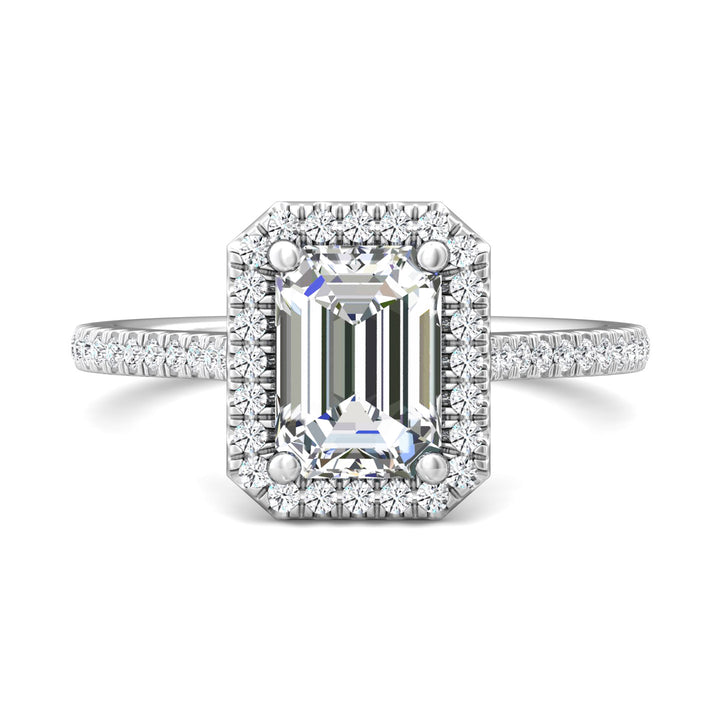 Platinum White Micropave Halo Engagement Ring from the Micropave Halo collection - DERMH7XS_PlatW_EmH_8X6_Prm_H-I_SI1