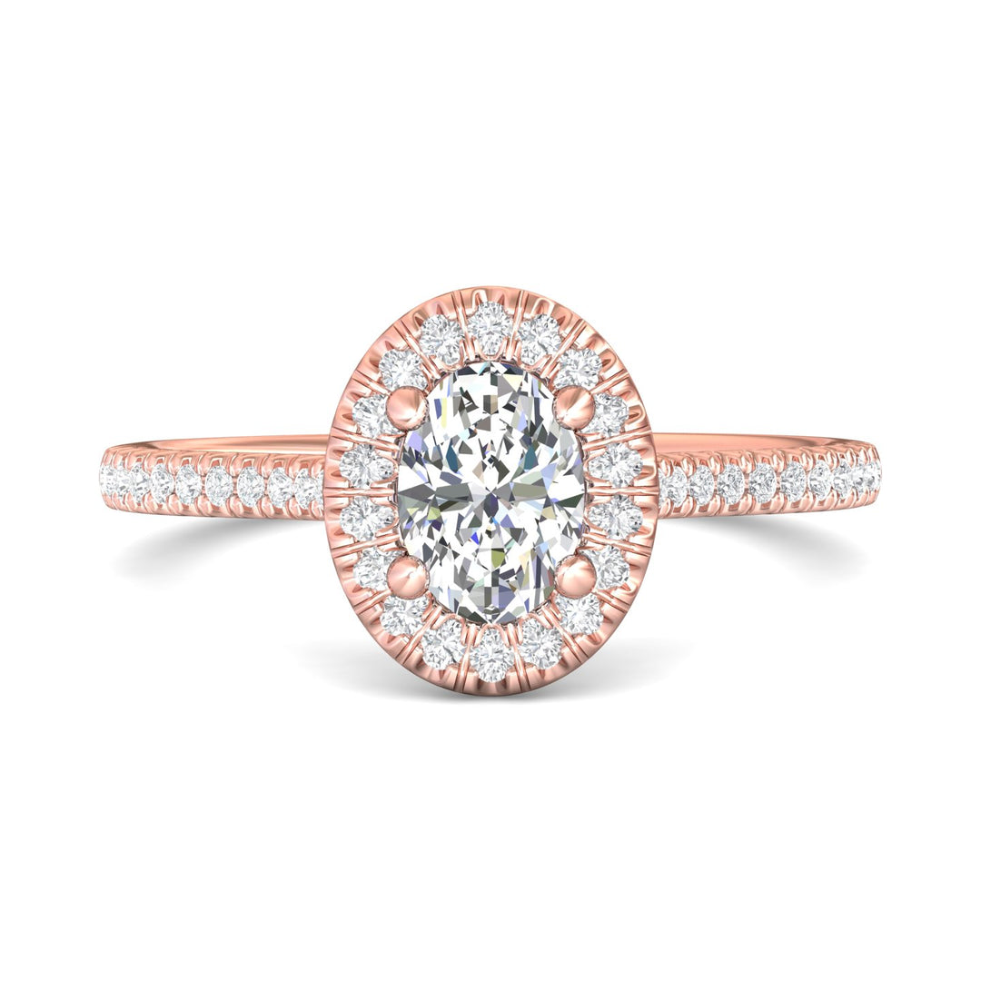 14K Gold Pink Micropave Halo Engagement Ring from the Micropave Halo collection - DERMH7XSR_14KP_OvH_7X5_Prm_H-I_SI1