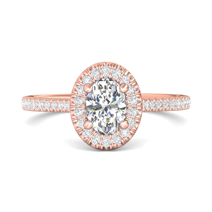 14K Gold Pink Micropave Halo Engagement Ring from the Micropave Halo collection - DERMH7XSR_14KP_OvH_7X5_Prm_H-I_SI1