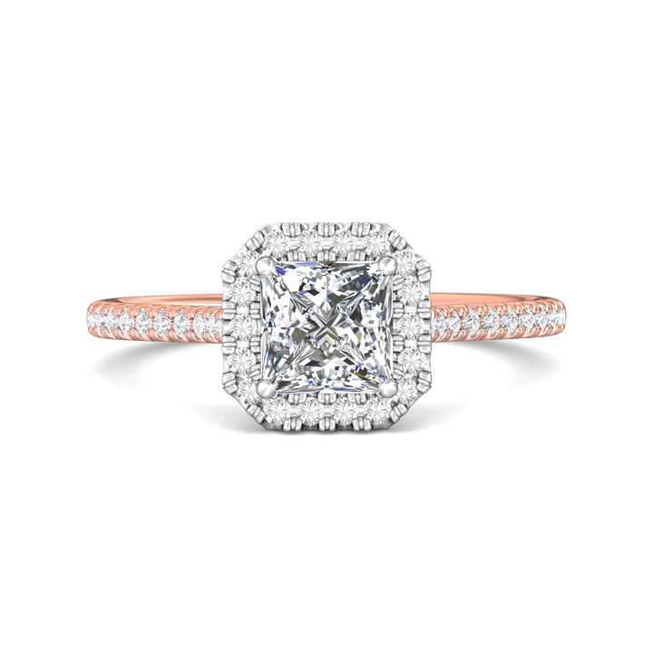 14K Gold Pink/White Micropave Halo Engagement Ring from the Micropave Halo collection - DERMH7XSR_14KPW_Pr_5.5_Prm_H-I_SI1