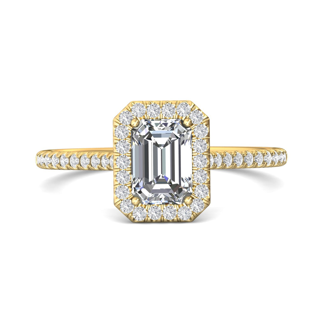14K Gold Yellow Micropave Halo Engagement Ring from the Micropave Halo collection - DERMH7XSR_14KY_EmH_7x5_Prm_H-I_SI1