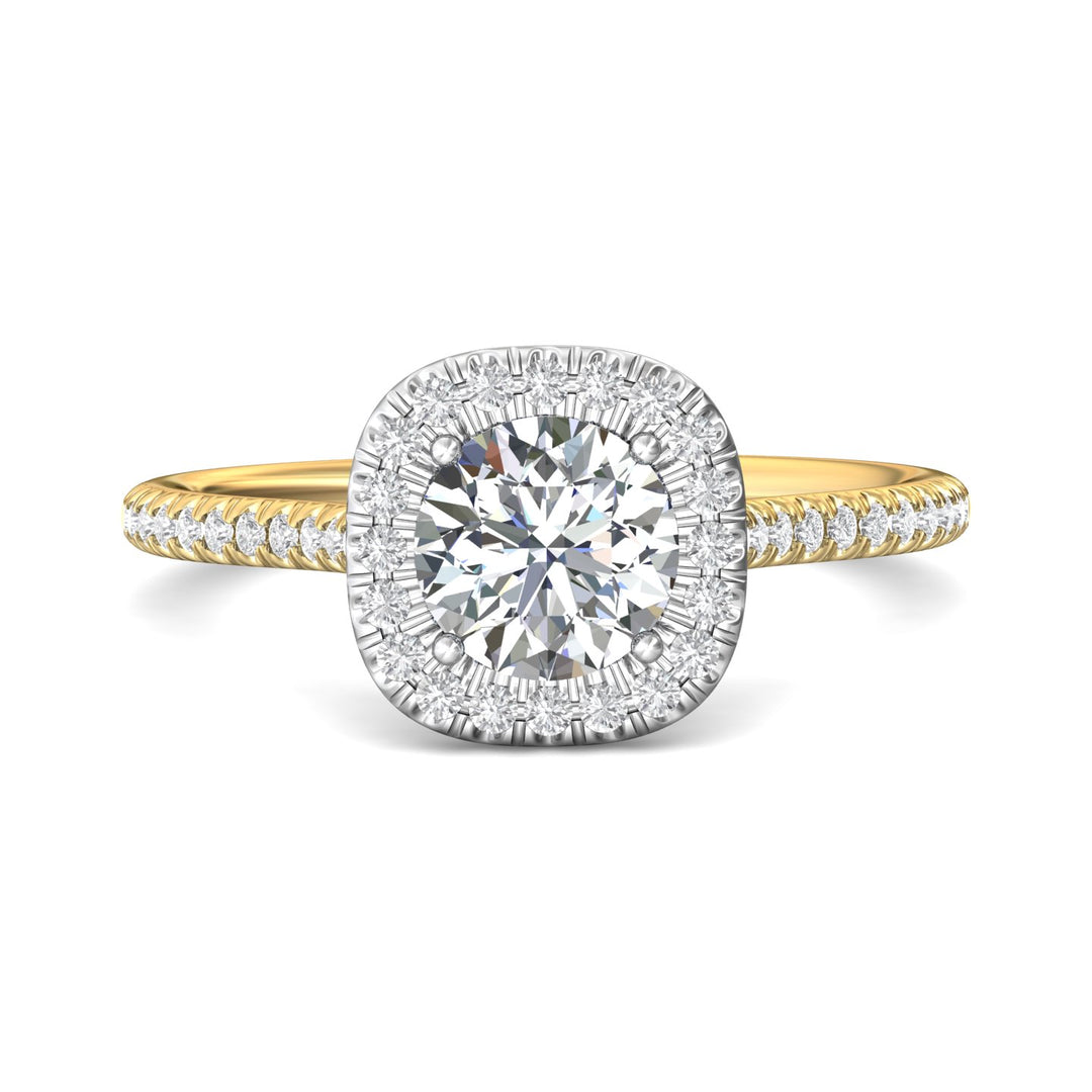 14K Gold Yellow/White Micropave Halo Engagement Ring from the Micropave Halo collection - DERMH7XSR_14KYW_Rd_6.5_Prm_H-I_SI1