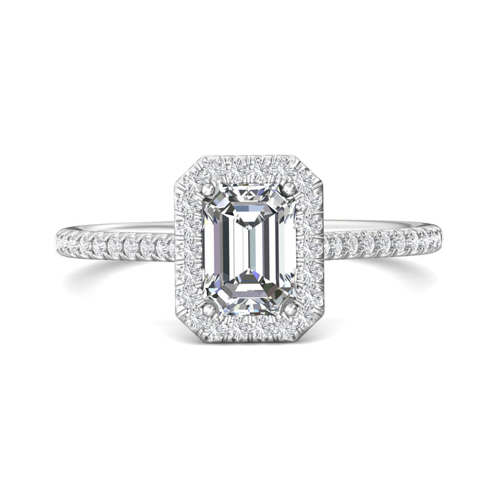 18K Gold White Micropave Halo Engagement Ring from the Micropave Halo collection - DERMH7XSR_18KW_EmH_7x5_Prm_H-I_SI1
