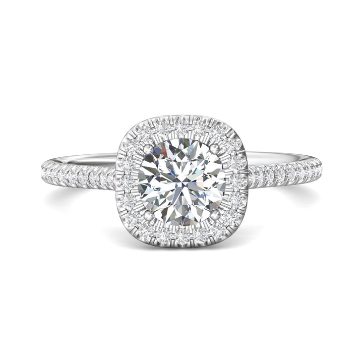 18K Gold White Micropave Halo Engagement Ring from the Micropave Halo collection - DERMH7XSR_18KW_Rd_6.5_Prm_H-I_SI1