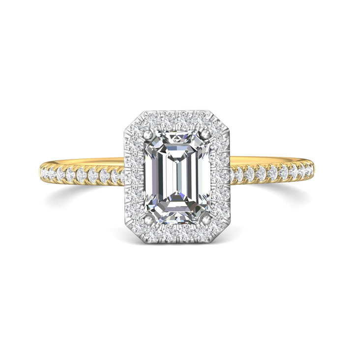 18K Gold White/Yellow Micropave Halo Engagement Ring from the Micropave Halo collection - DERMH7XSR_18KWY_EmH_7X5_Prm_H-I_SI1