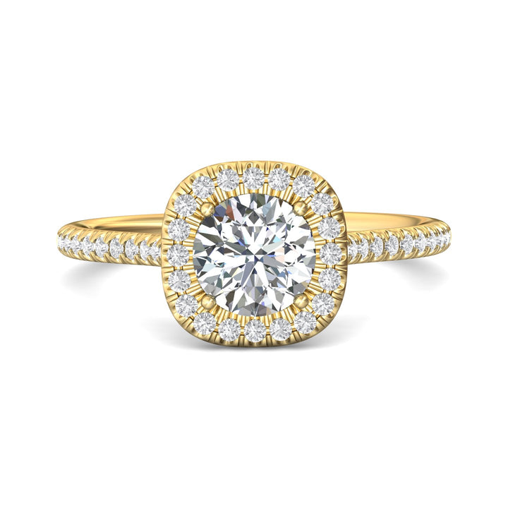 18K Gold Yellow Micropave Halo Engagement Ring from the Micropave Halo collection - DERMH7XSR_18KY_Rd_6.5_Prm_H-I_SI1