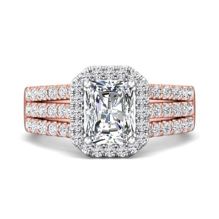 14K Gold Pink/White Encore Engagement Ring from the Encore collection - DERMH82_14KPW_RadH_7.9X6.3_Prm_H-I_SI1