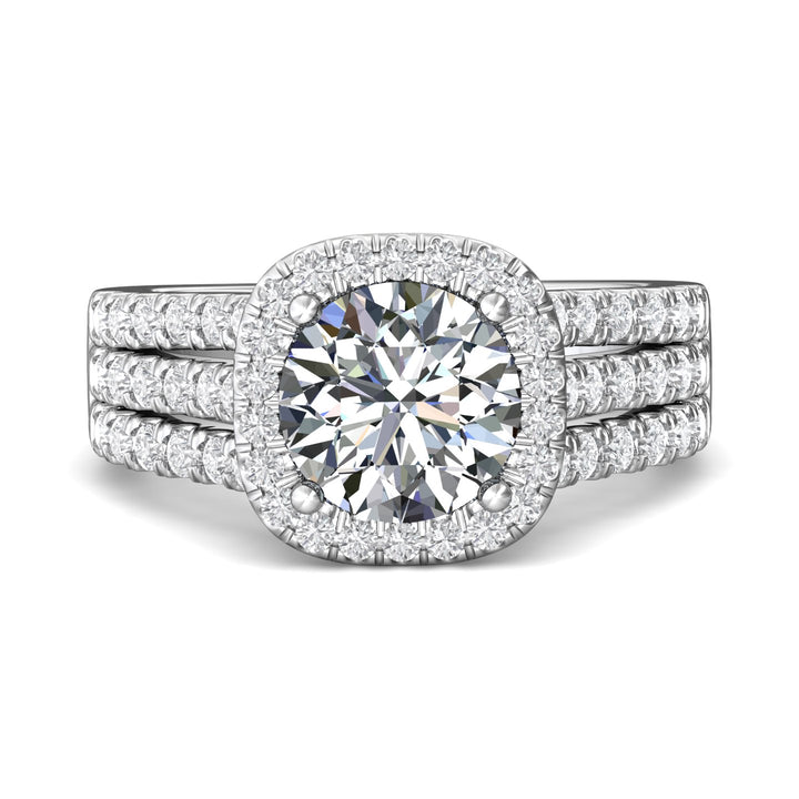 14K Gold White Encore Engagement Ring from the Encore collection - DERMH82_14KW_CuHRd_8.5_Prm_H-I_SI1