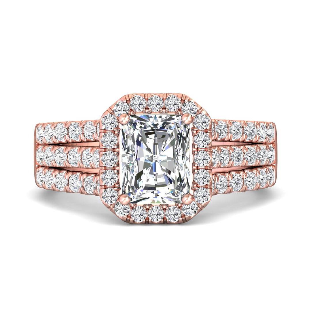 18K Gold Pink Encore Engagement Ring from the Encore collection - DERMH82_18KP_RadH_7.9X6.3_Prm_H-I_SI1