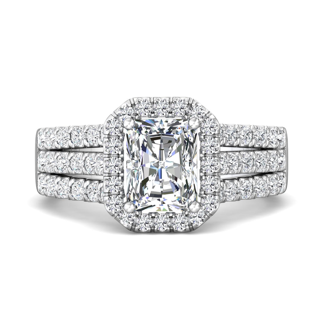 18K Gold White Encore Engagement Ring from the Encore collection - DERMH82_18KW_RadH_7.9X6.3_Prm_H-I_SI1