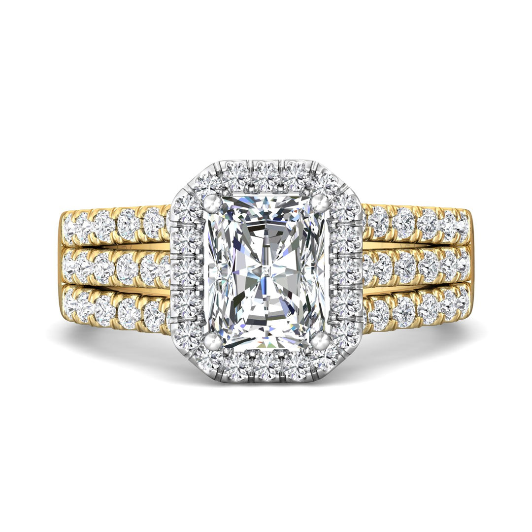 18K Gold White/Yellow Encore Engagement Ring from the Encore collection - DERMH82_18KWY_RadH_7.9X6.3_Prm_H-I_SI1