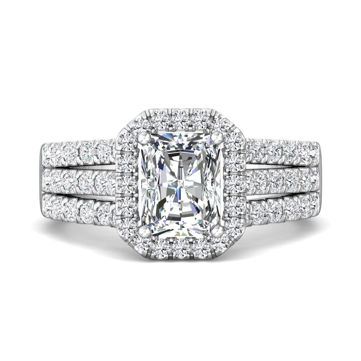 Platinum White Encore Engagement Ring from the Encore collection - DERMH82_PlatW_RadH_7.9X6.3_Prm_H-I_SI1
