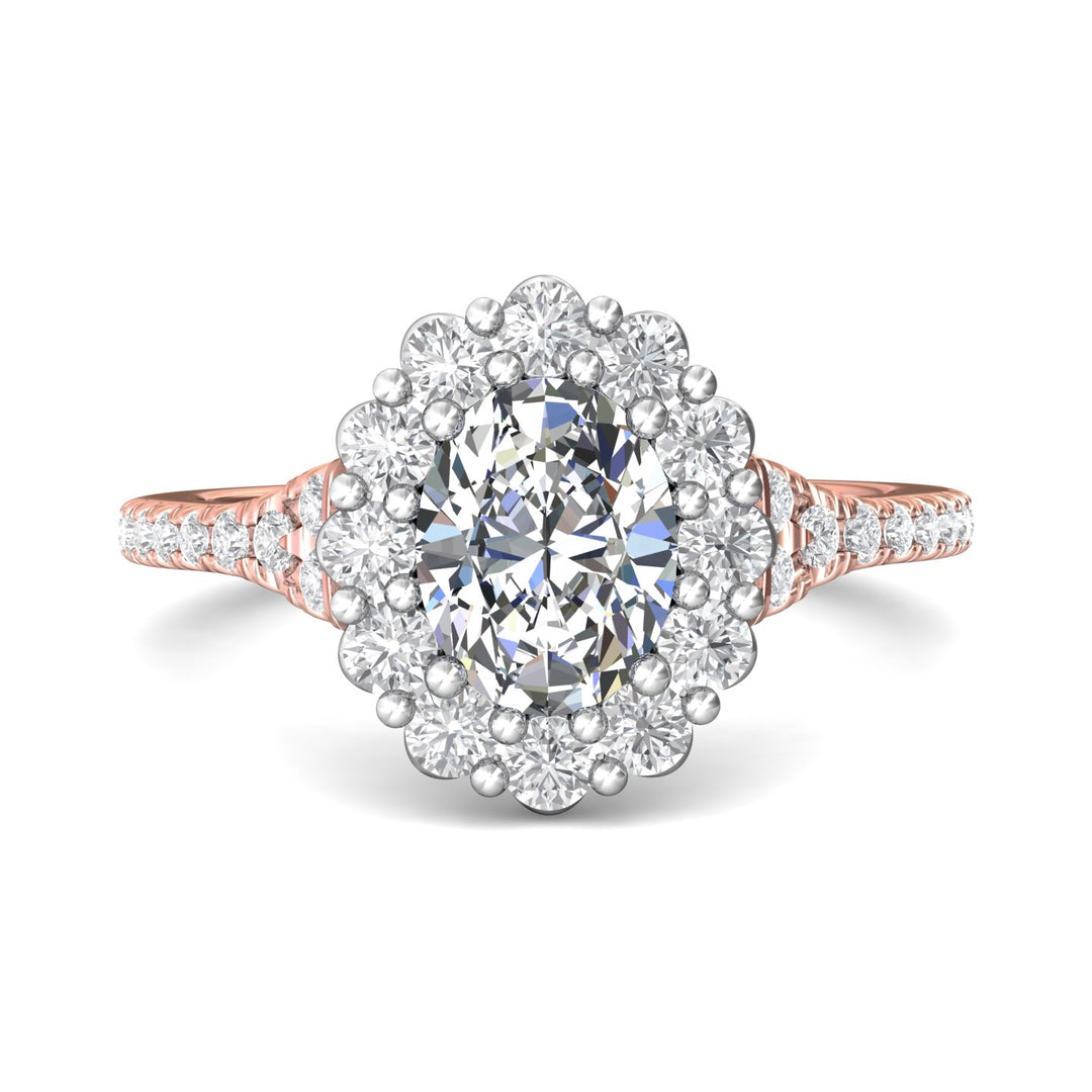 18K Gold White/Pink Micropave Halo Engagement Ring from the Micropave Halo collection - DERMH84_18KWP_OvH_8X6_Prm_H-I_SI1