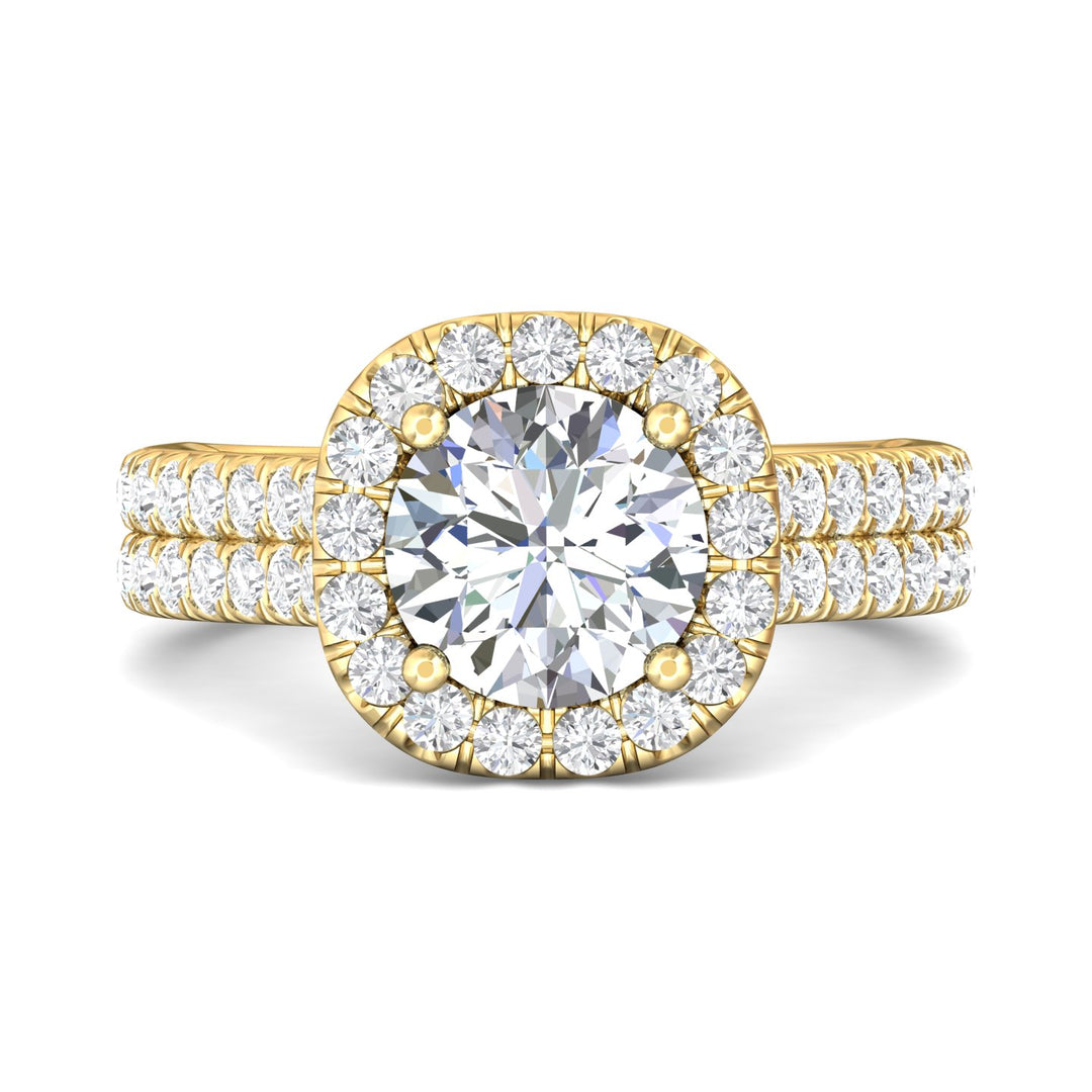14K Gold Yellow Encore Engagement Ring from the Encore collection - DERMH85_14KY_Rd_8_Prm_H-I_SI1