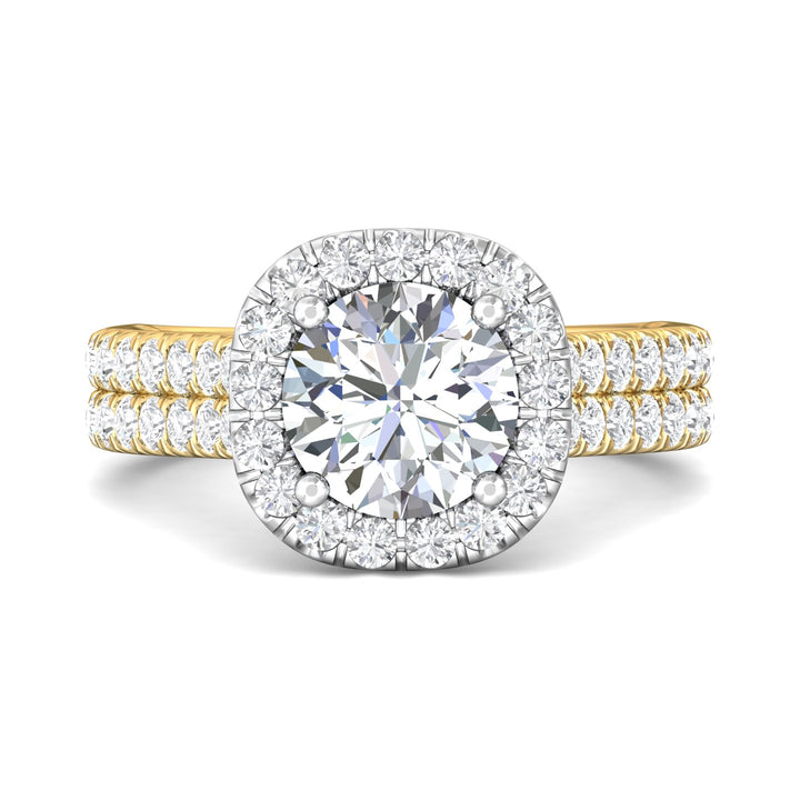 14K Gold Yellow/White Encore Engagement Ring from the Encore collection - DERMH85_14KYW_CuHRd_8.0_Prm_H-I_SI1