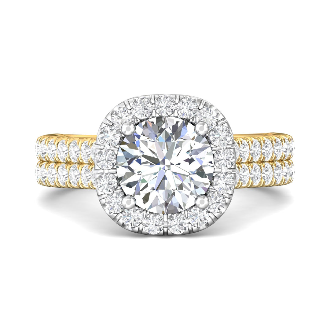 14K Gold Yellow/White Encore Engagement Ring from the Encore collection - DERMH85_14KYW_CuHRd_8.0_Prm_H-I_SI1
