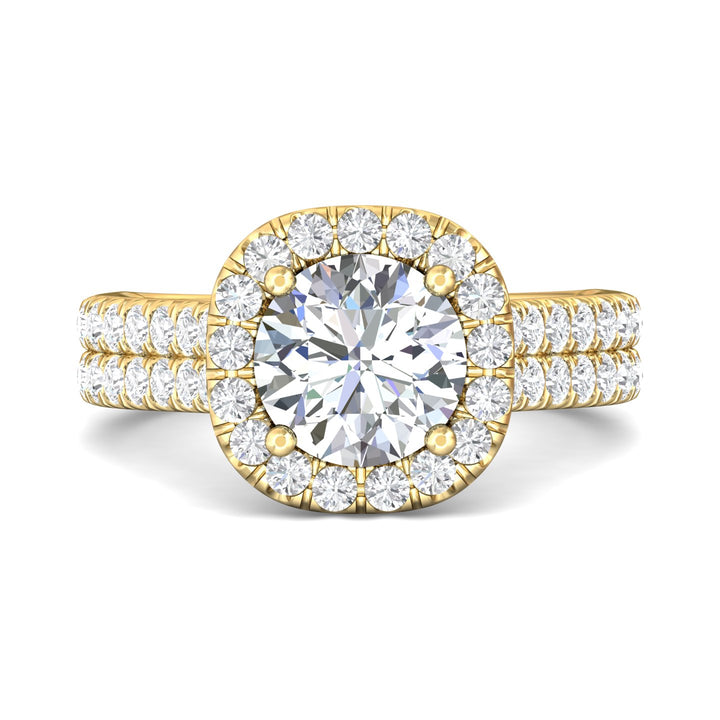 18K Gold Yellow Encore Engagement Ring from the Encore collection - DERMH85_18KY_Rd_8_Prm_H-I_SI1