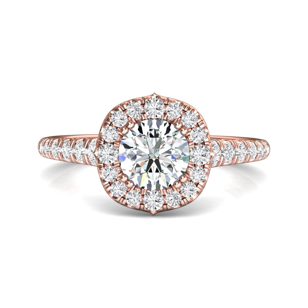 14K Gold Pink Micropave Halo Engagement Ring from the Micropave Halo collection - DERMH86_14KP_CuHRd_6.5_Prm_H-I_SI1