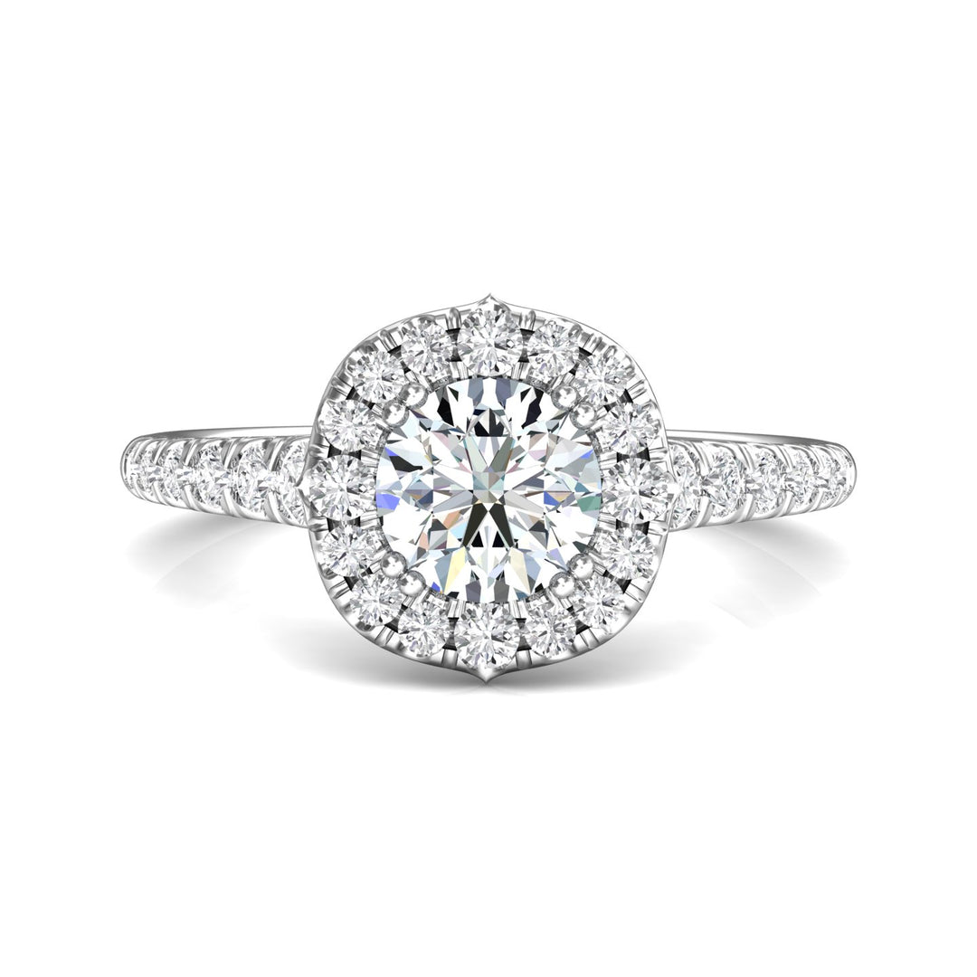 14K Gold White Micropave Halo Engagement Ring from the Micropave Halo collection - DERMH86_14KW_CuHRd_6.5_Prm_H-I_SI1