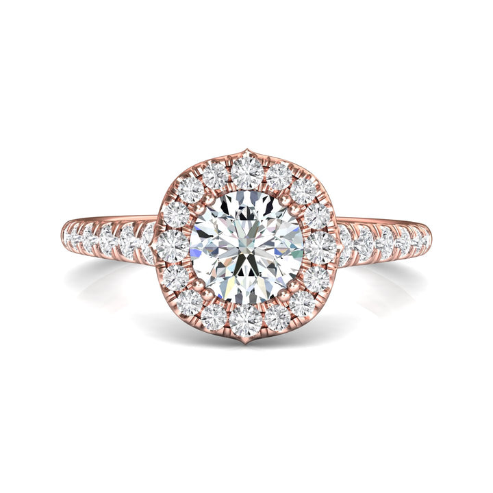18K Gold Pink Micropave Halo Engagement Ring from the Micropave Halo collection - DERMH86_18KP_CuHRd_6.5_Prm_H-I_SI1