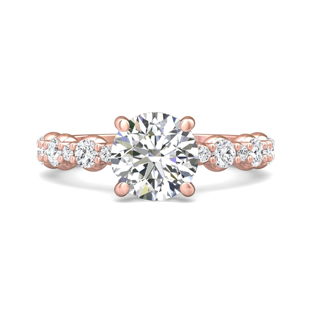 14K Gold Pink Encore Engagement Ring from the Encore collection - DERSP14SR_14KP_Rd_8.0_Prm_H-I_SI1