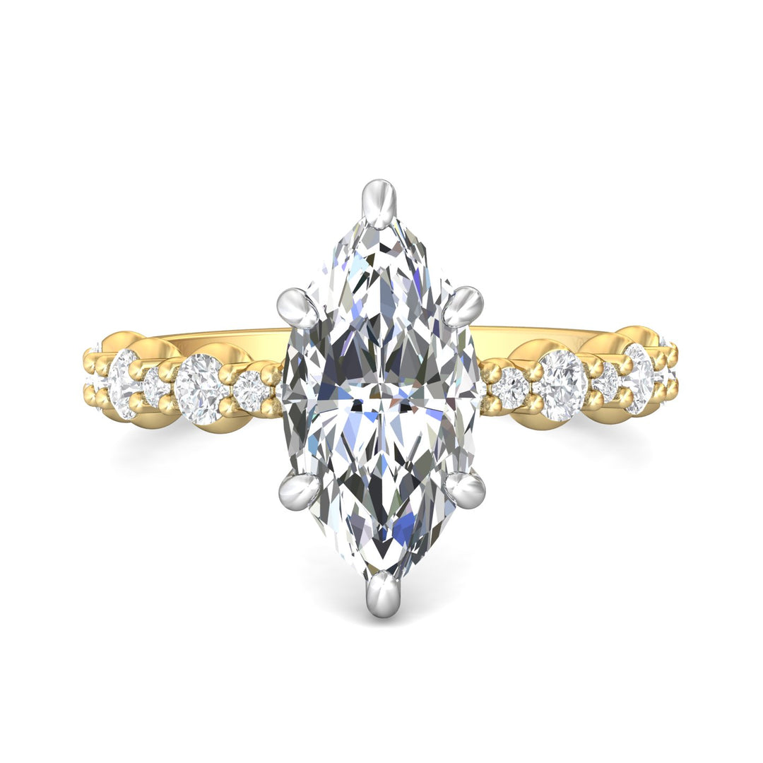 18K Gold White/Yellow Encore Engagement Ring from the Encore collection - DERSP14SR_18KWY_Mq_13.9X7_Prm_H-I_SI1