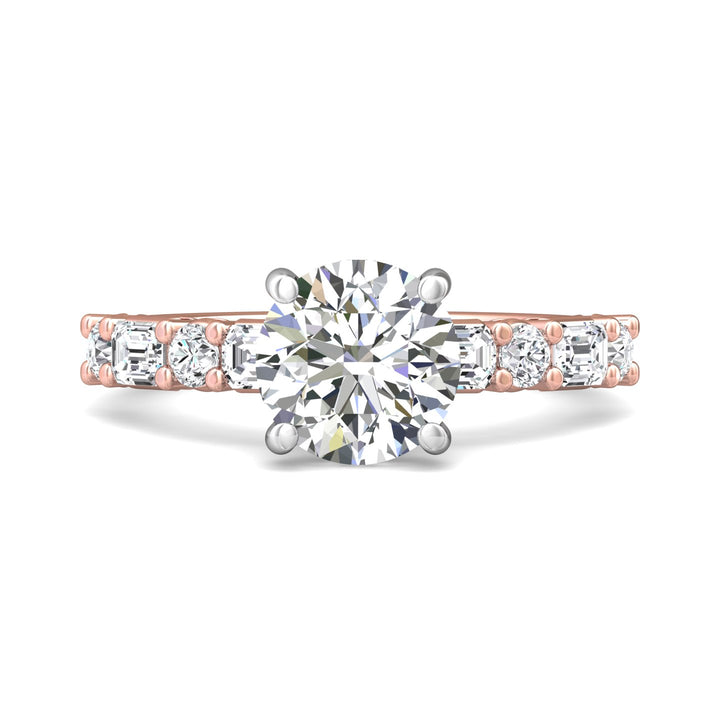 14K Gold Pink/White Encore Engagement Ring from the Encore collection - DERSP22SR_14KPW_Rd_8.0_Prm_H-I_SI1