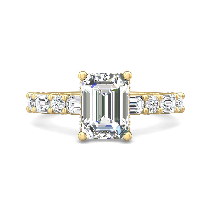 14K Gold Yellow Encore Engagement Ring from the Encore collection - DERSP22SR_14KY_Em_9X7_Prm_H-I_SI1
