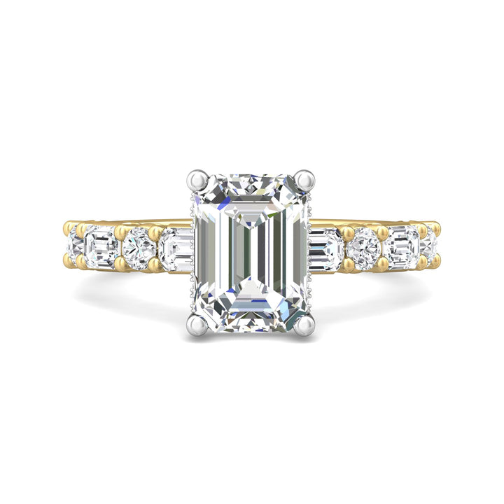 14K Gold Yellow/White Encore Engagement Ring from the Encore collection - DERSP22SR_14KYW_Em_9X7_Prm_H-I_SI1