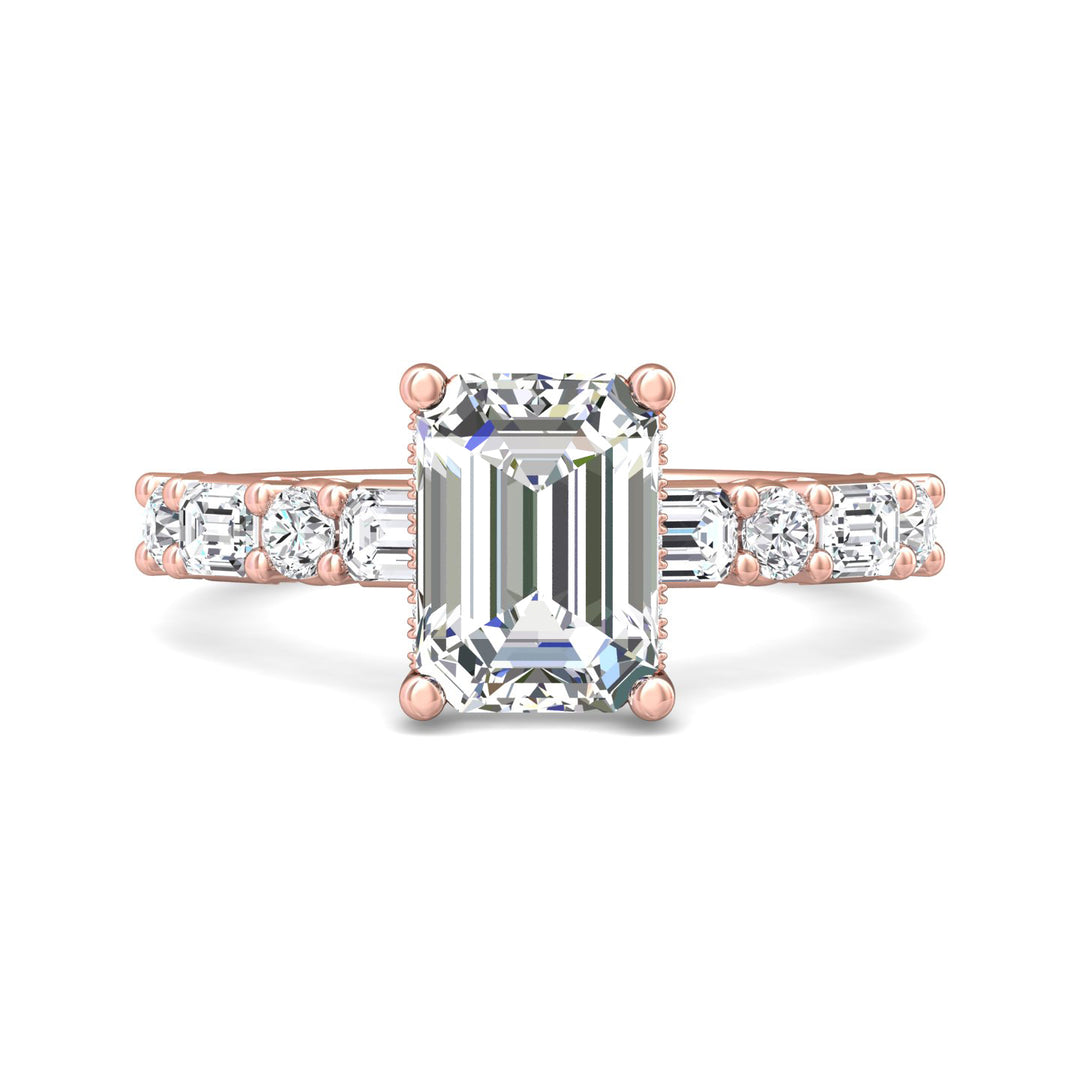 18K Gold Pink Encore Engagement Ring from the Encore collection - DERSP22SR_18KP_Em_9X7_Prm_H-I_SI1