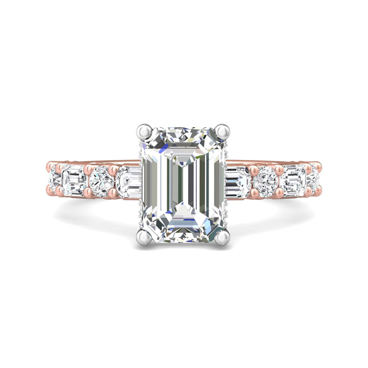 18K Gold White/Pink Encore Engagement Ring from the Encore collection - DERSP22SR_18KWP_Em_9X7_Prm_H-I_SI1